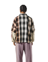 Cut-Off layered Oversize Check Shirt - Ivory