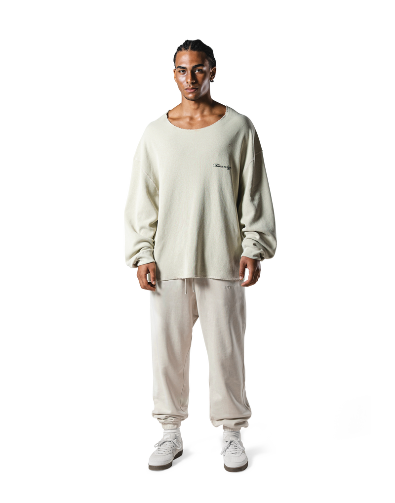 Cut-Off Vintage thermal Long T-Shirt - Ivory – LÝFT