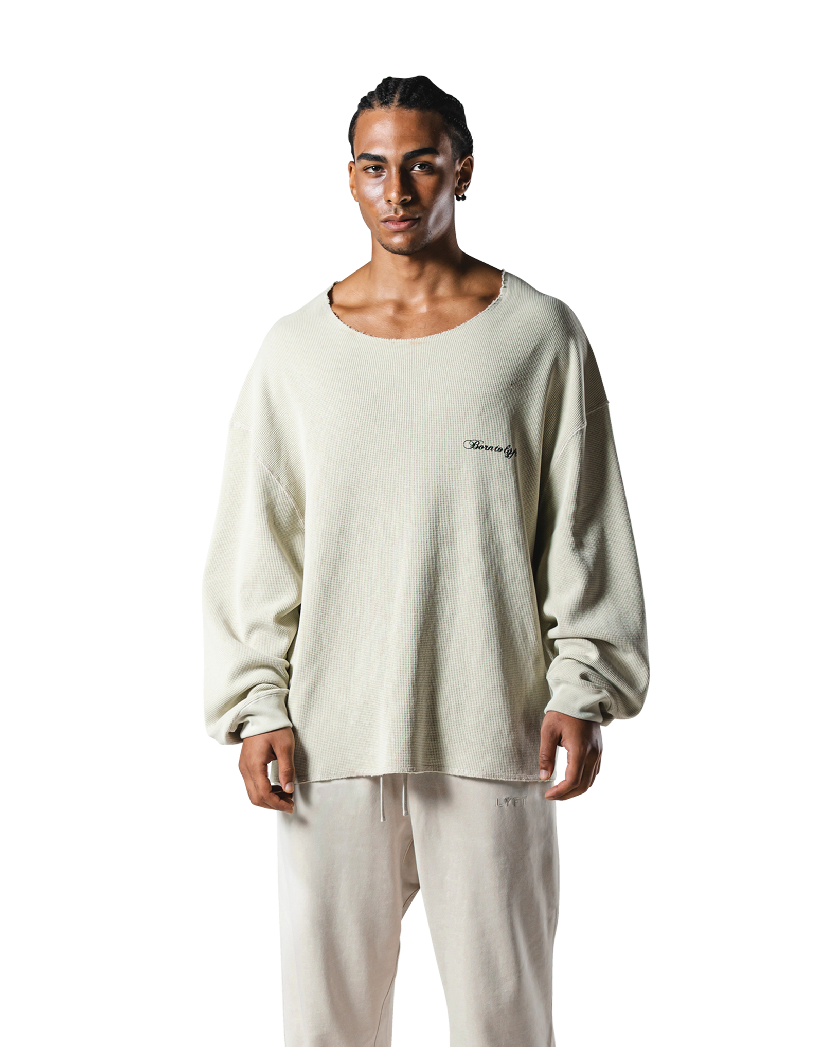 Cut-Off Vintage thermal Long T-Shirt - Ivory – LÝFT