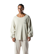 Cut-Off Vintage thermal Long T-Shirt - Ivory