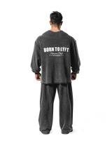 Cut-Off Vintage thermal Long T-Shirt - Black