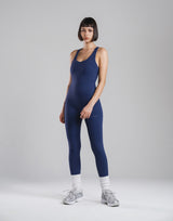 Comfort Back-Cross Long Jumpsuit - Navy
