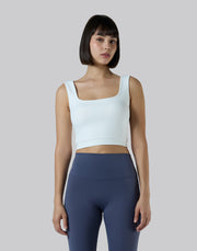 Square Neck Sports Bratop - White