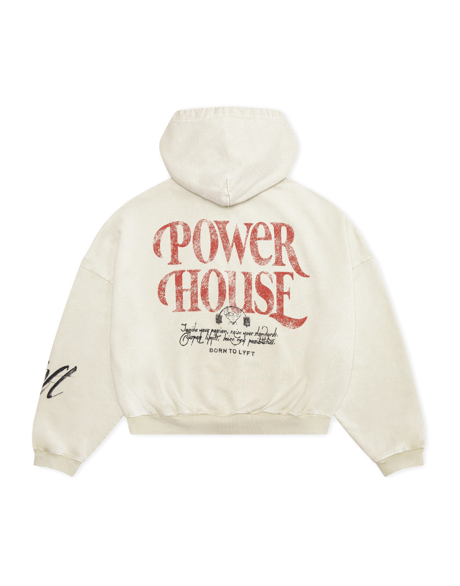 LÝFT × Power House Gym Vintage Zip-Up Sweat Hoodie - Ivory LÝFT × Power House Gym Vintage Zip-Up Sweat Hoodie - Ivory