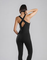 Comfort Back-Cross Long Jumpsuit - Black