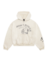 LÝFT × Power House Gym Vintage Zip-Up Sweat Hoodie - Ivory