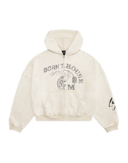 LÝFT × Power House Gym Vintage Zip-Up Sweat Hoodie - Ivory