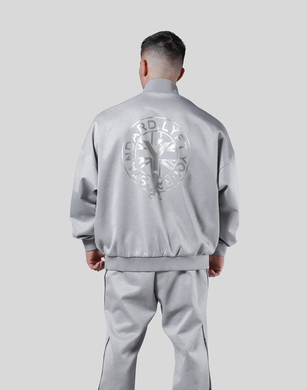 Back Emblem Oversize Track Jacket - Grey