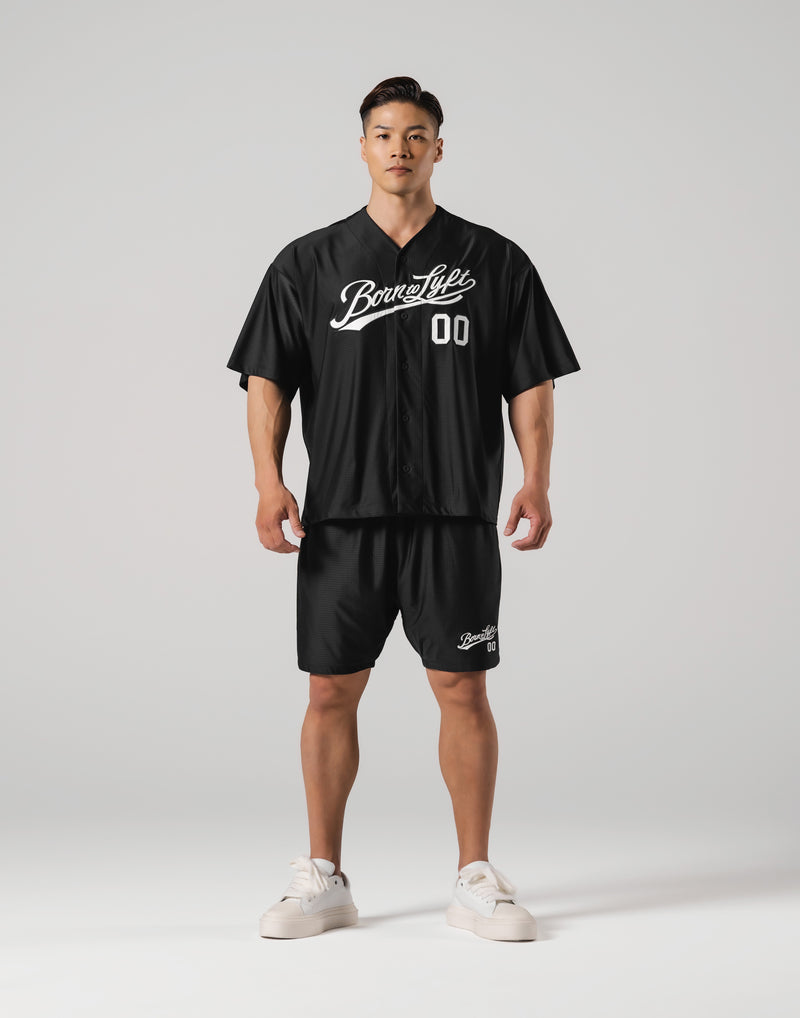 Script Logo Mesh Baseball Shirt - Black – LÝFT