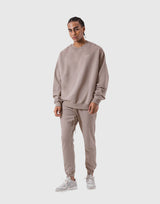One Point Oversize Crew Neck Sweat - Beige