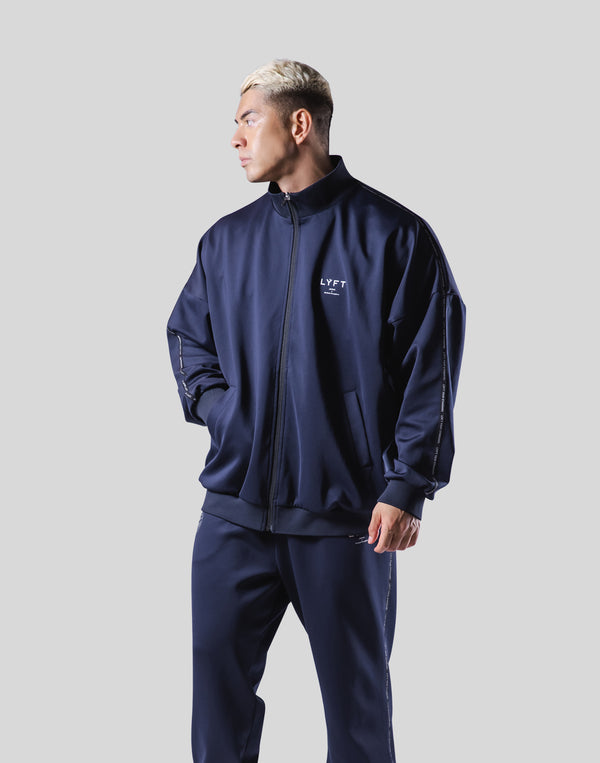 Back Emblem Oversize Track Jacket - Navy