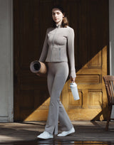 LYCRA® Brushed Inside Flare Leggings - Beige