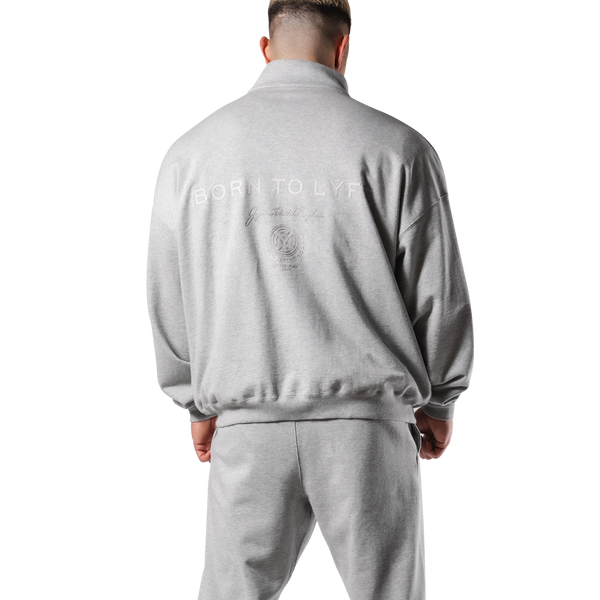 Stand Collar Zip-Up Oversize Sweat Jacket - Grey – LÝFT