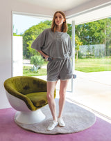 Bicolor Piping Pile Shorts - Grey