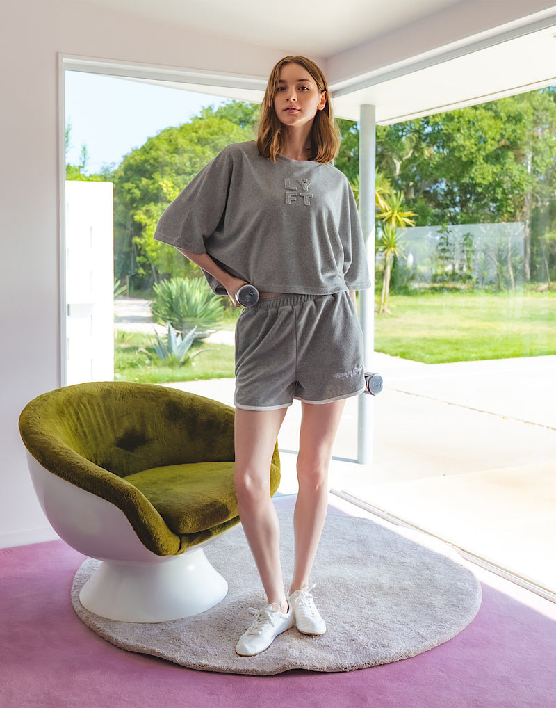 Bicolor Piping Pile Shorts - Grey