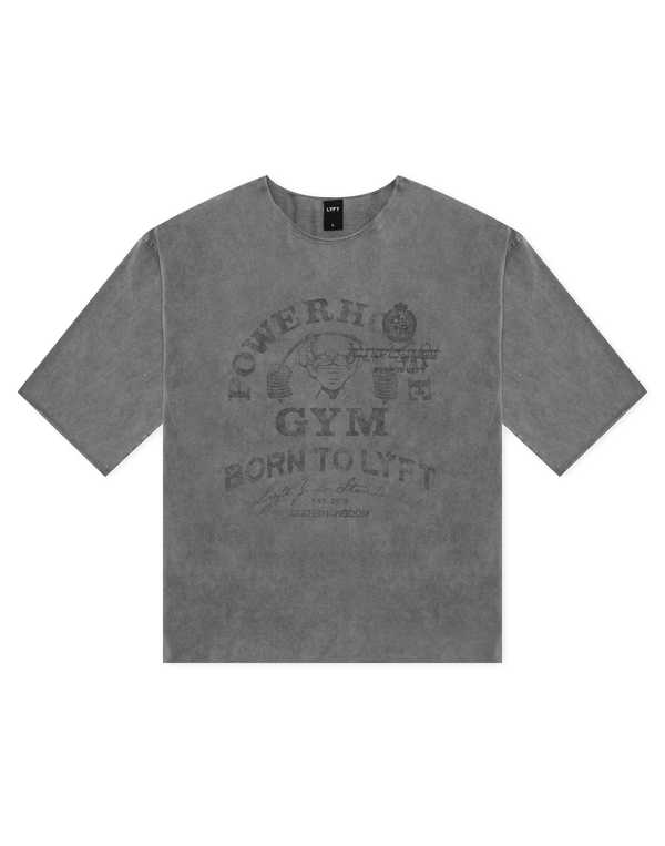 LÝFT × Power House Gym Vintage Extra Big T-Shirt - D.Grey