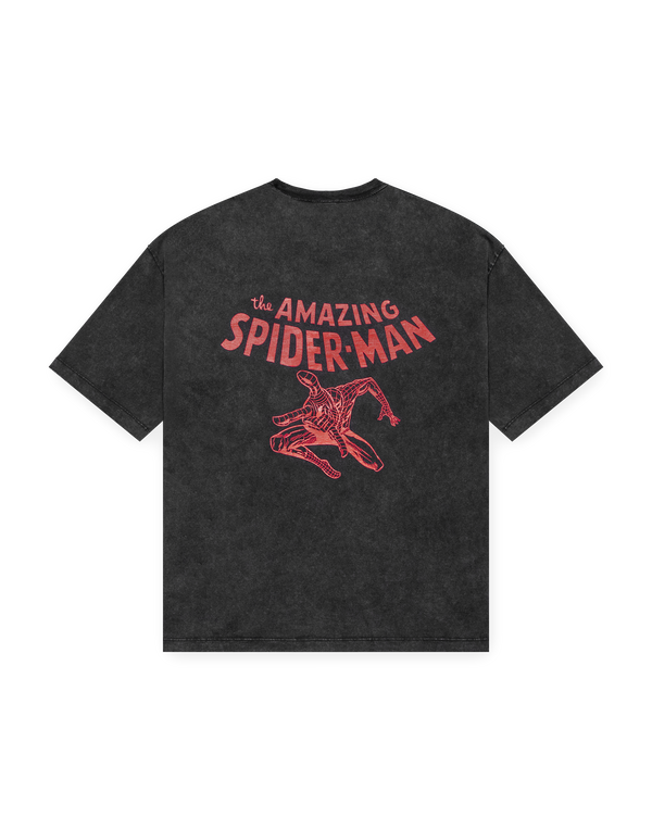 SPIDER-MAN Back Print Vintage Big T-Shirt - Black