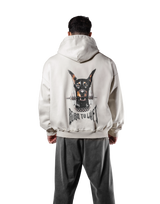 Dog Graphic Vintage Oversize Hoodie - Ivory