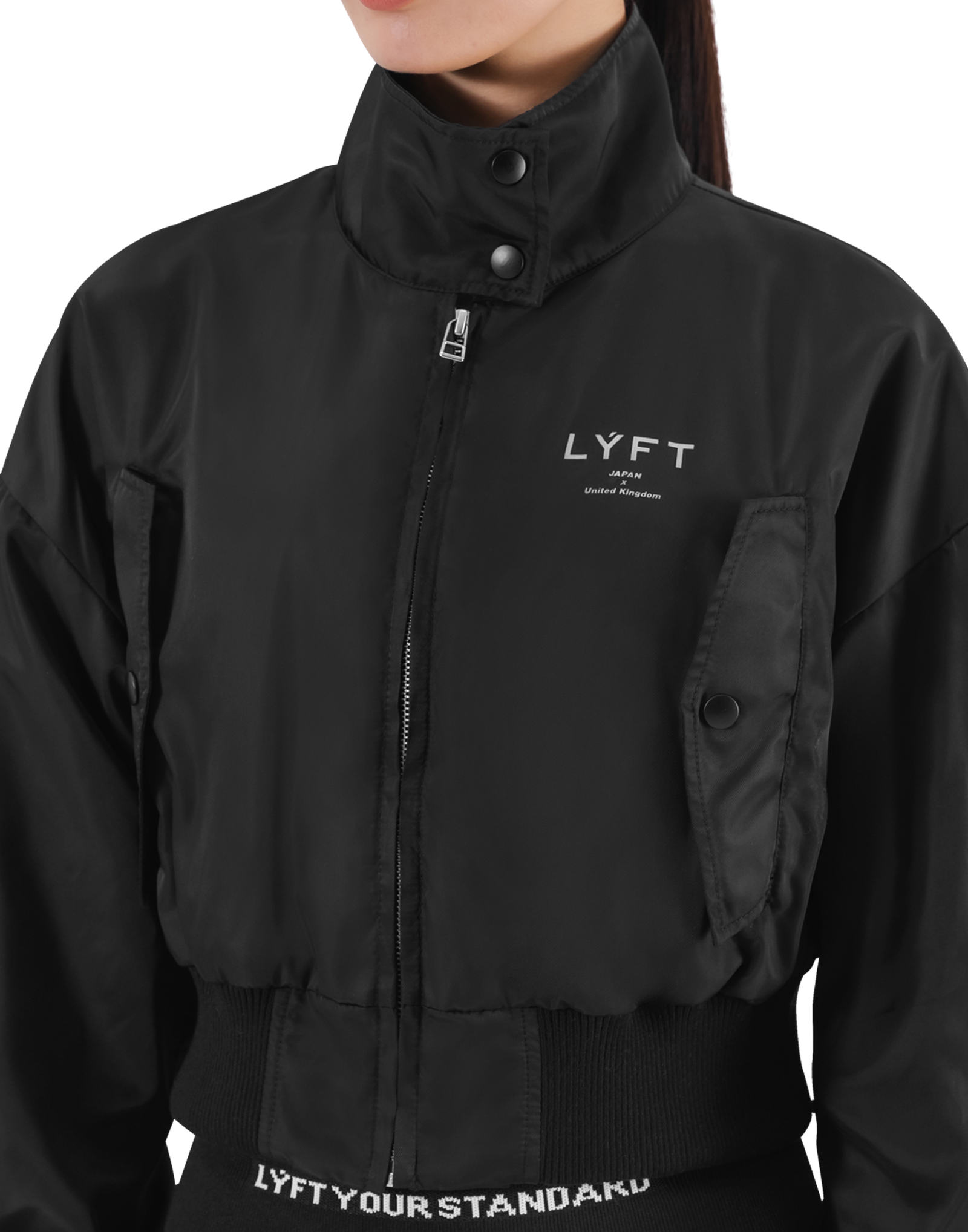 Cropped Light Bomber Jacket - Black – LÝFT Cropped Light Bomber Jacket - Black – LÝFT