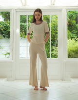 Rib Knit Flare Pants - Ivory