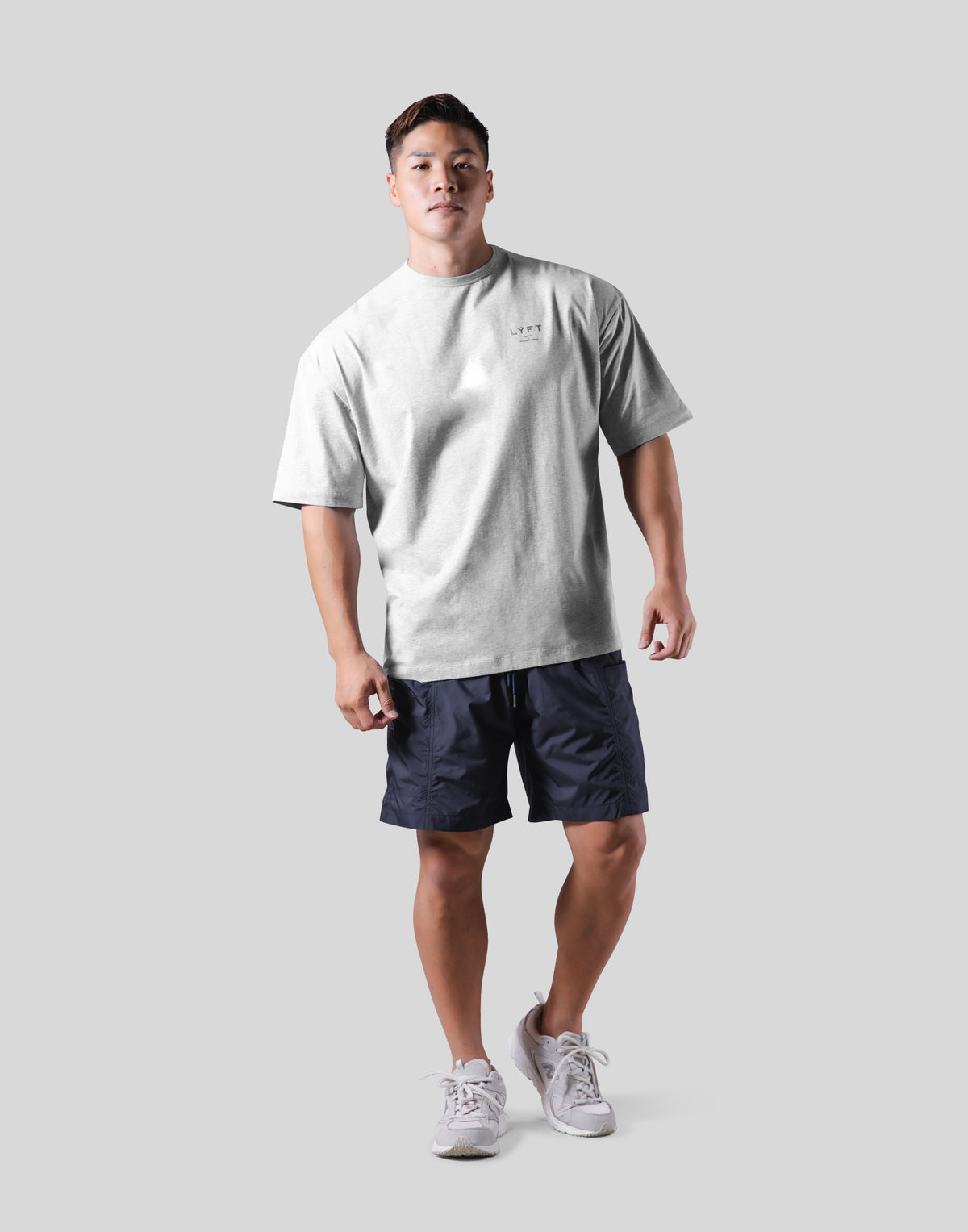 One Point Logo Stretch Big T-Shirt - Grey
