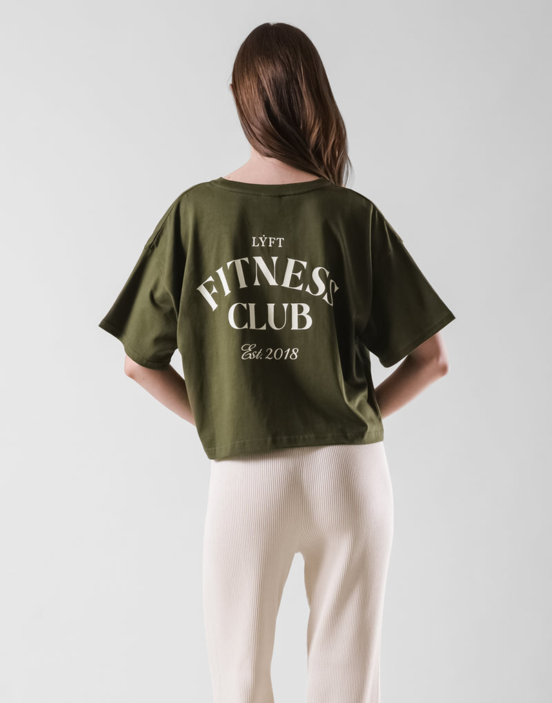 Fitness Club Ring Cropped T-Shirt - Olive