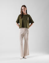 Fitness Club Ring Cropped T-Shirt - Olive