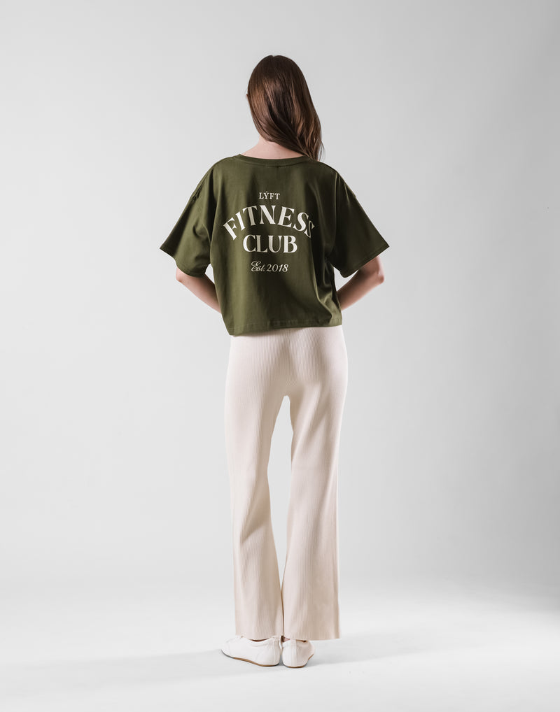 Fitness Club Ring Cropped T-Shirt - Olive