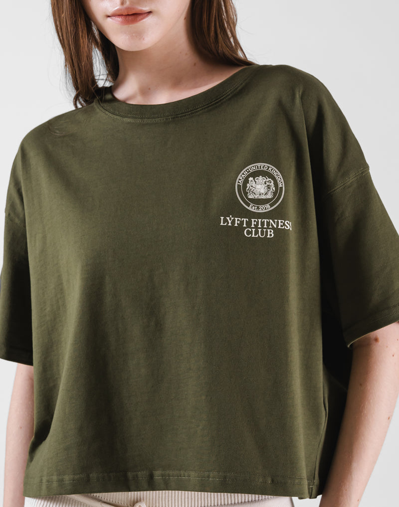 Fitness Club Ring Cropped T-Shirt - Olive