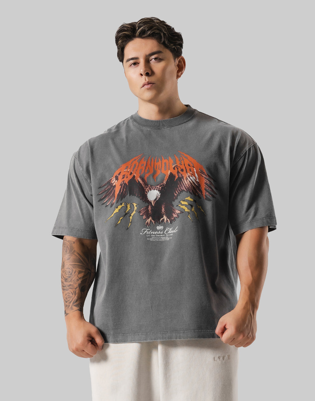 Eagle Graphic Vintage Big T-Shirt - D.Grey – LÝFT