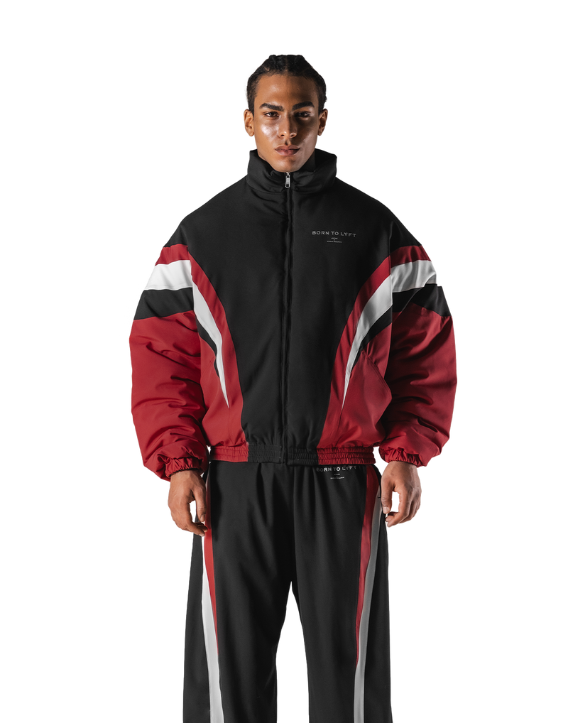 SWITCH LAYER™ 2Line TRACK | BLACK Puffer Jacket V.2 - Red