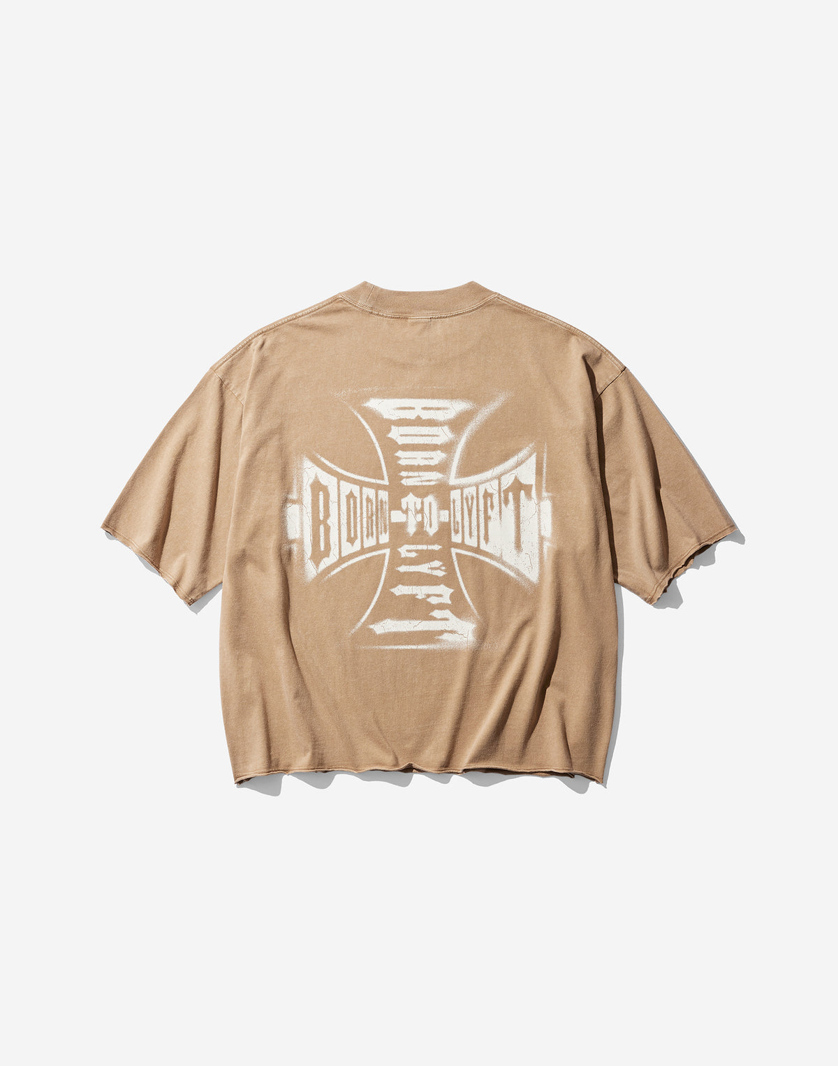 Iron Cross Logo Vintage Big T-Shirt - Brown