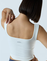 Square Neck Sports Bratop - White