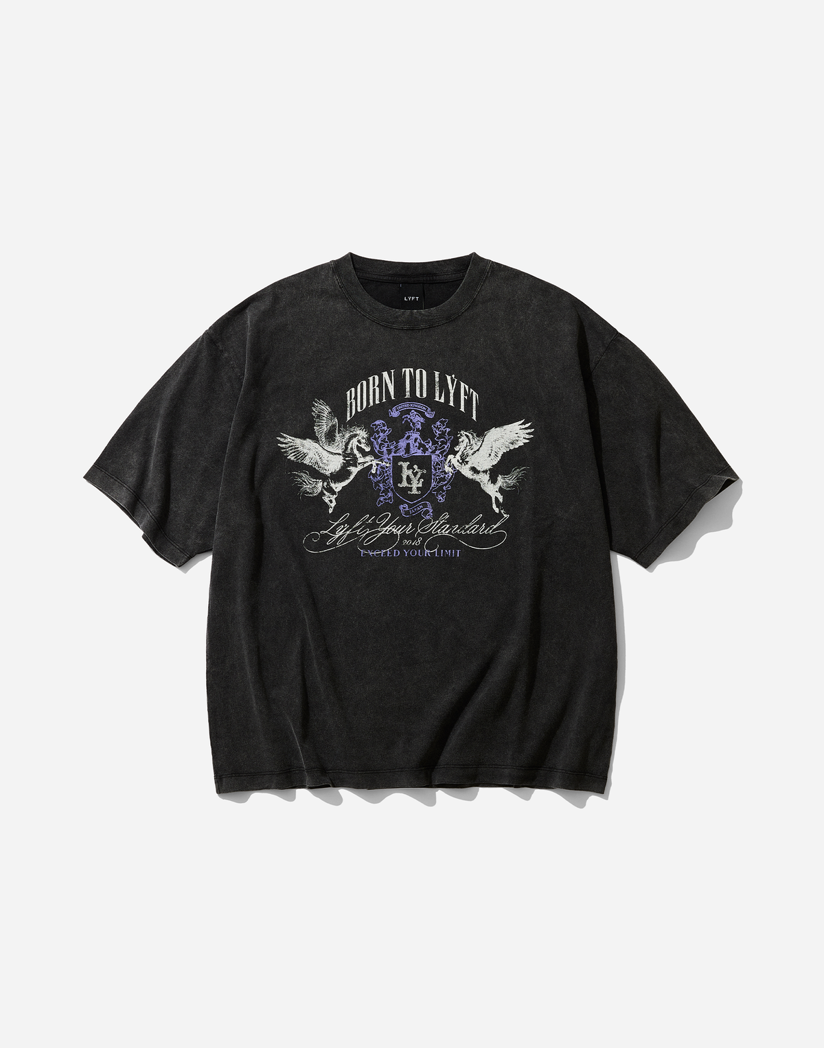 Pegasus Emblem Graphic Vintage Big T-Shirt - Black
