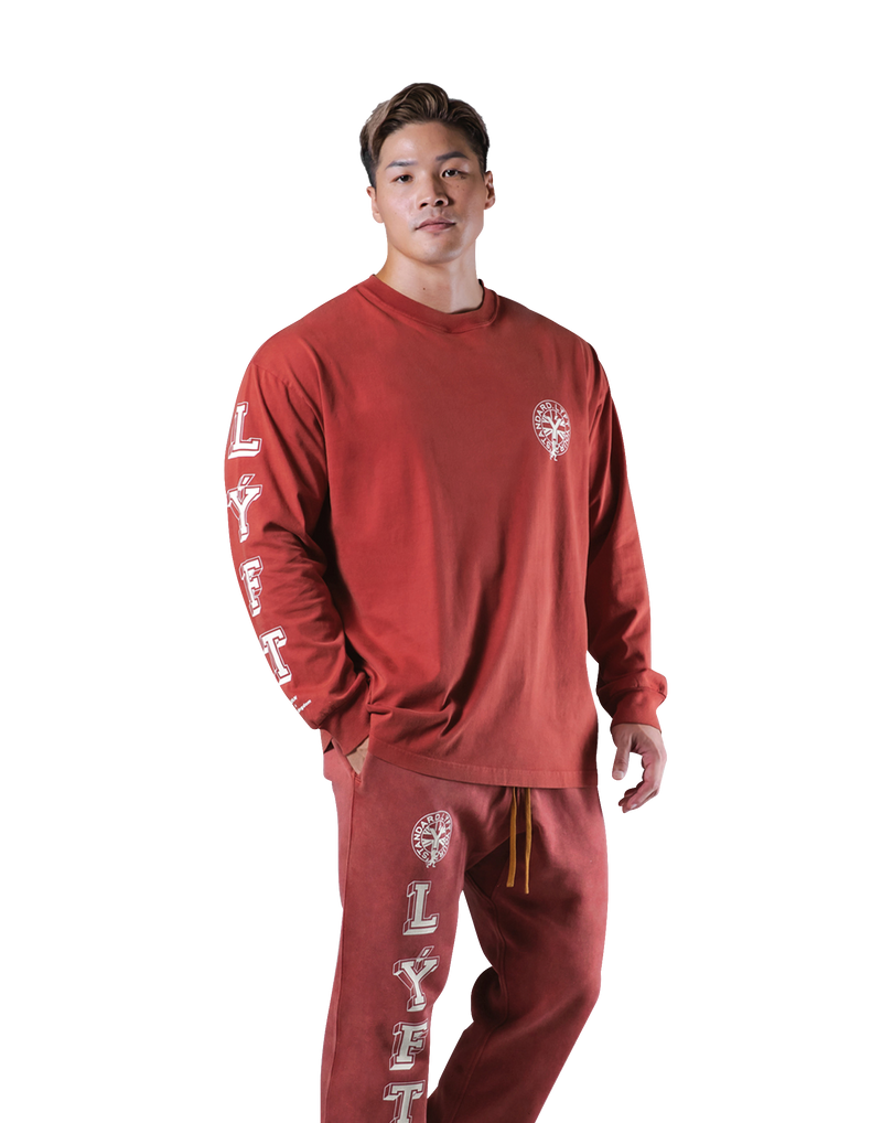 College Logo Vintage Long T-Shirt - Red