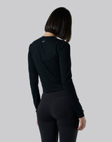 Stretch Crewneck Cardigan - Black