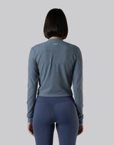 Stretch Crewneck Cardigan - Grey