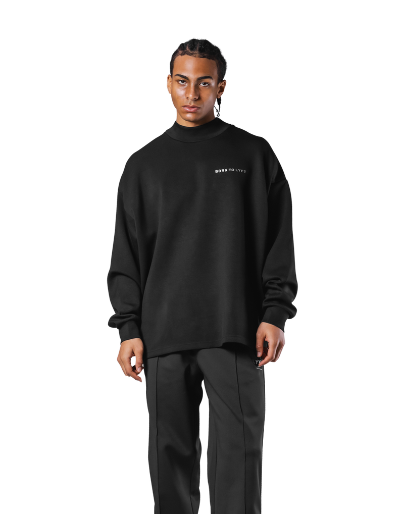 Oversize Mock Neck Pullover - Black – LÝFT Oversize Mock Neck Pullover - Black – LÝFT