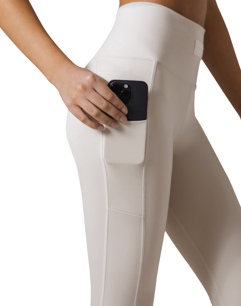 Woven Label Pocket Leggings - Ivory