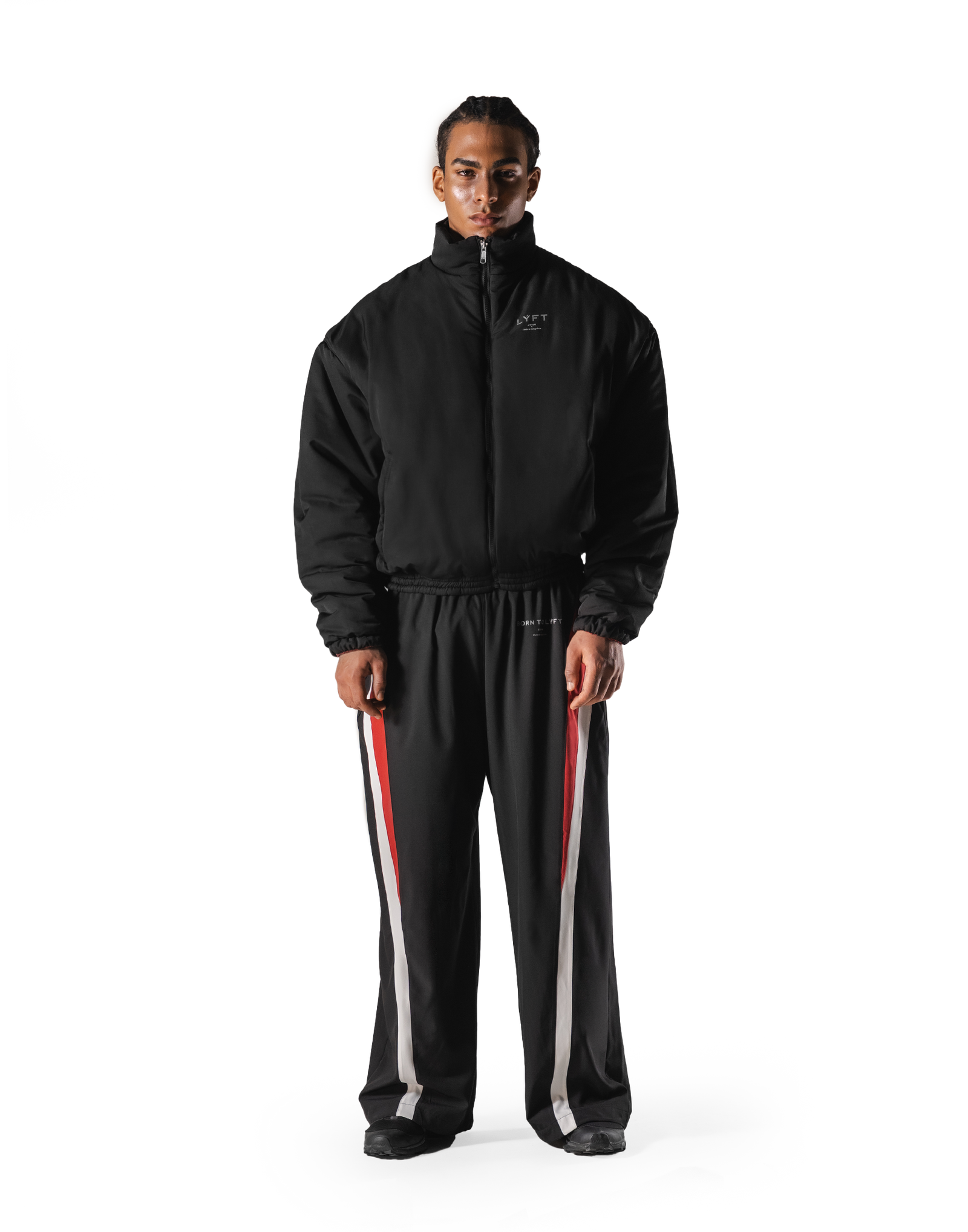 SWITCH LAYER™ 2Line TRACK | BLACK Puffer Jacket V.2 - Red – LÝFT