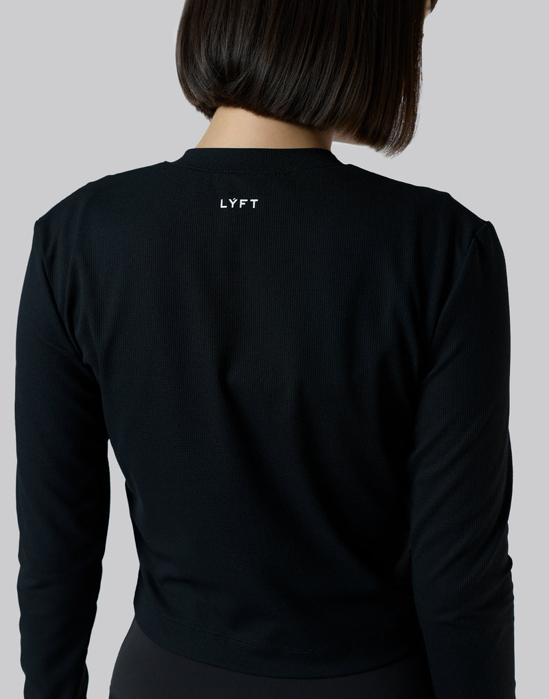 新着STRETCH KNIT LONG-SLEEVE ストレッチニット長袖 黒 Stretch Crewneck Cardigan - Black – LÝFT