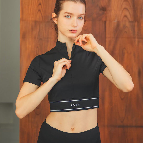 Half Zip Nylon T-Shirt - Black – LÝFT
