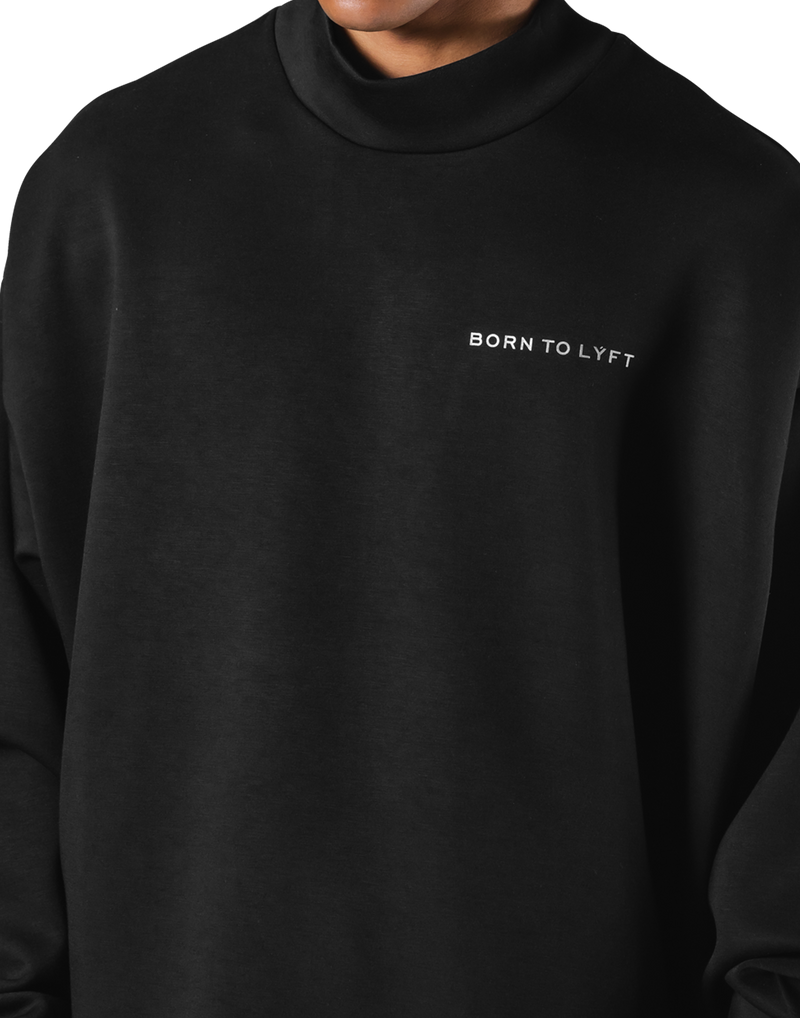 Oversize Mock Neck Pullover - Black – LÝFT Oversize Mock Neck Pullover - Black – LÝFT