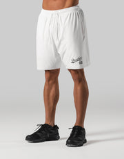 Script Logo Mesh Shorts - White