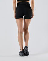 Back Pocket Biker Short Leggings - Black