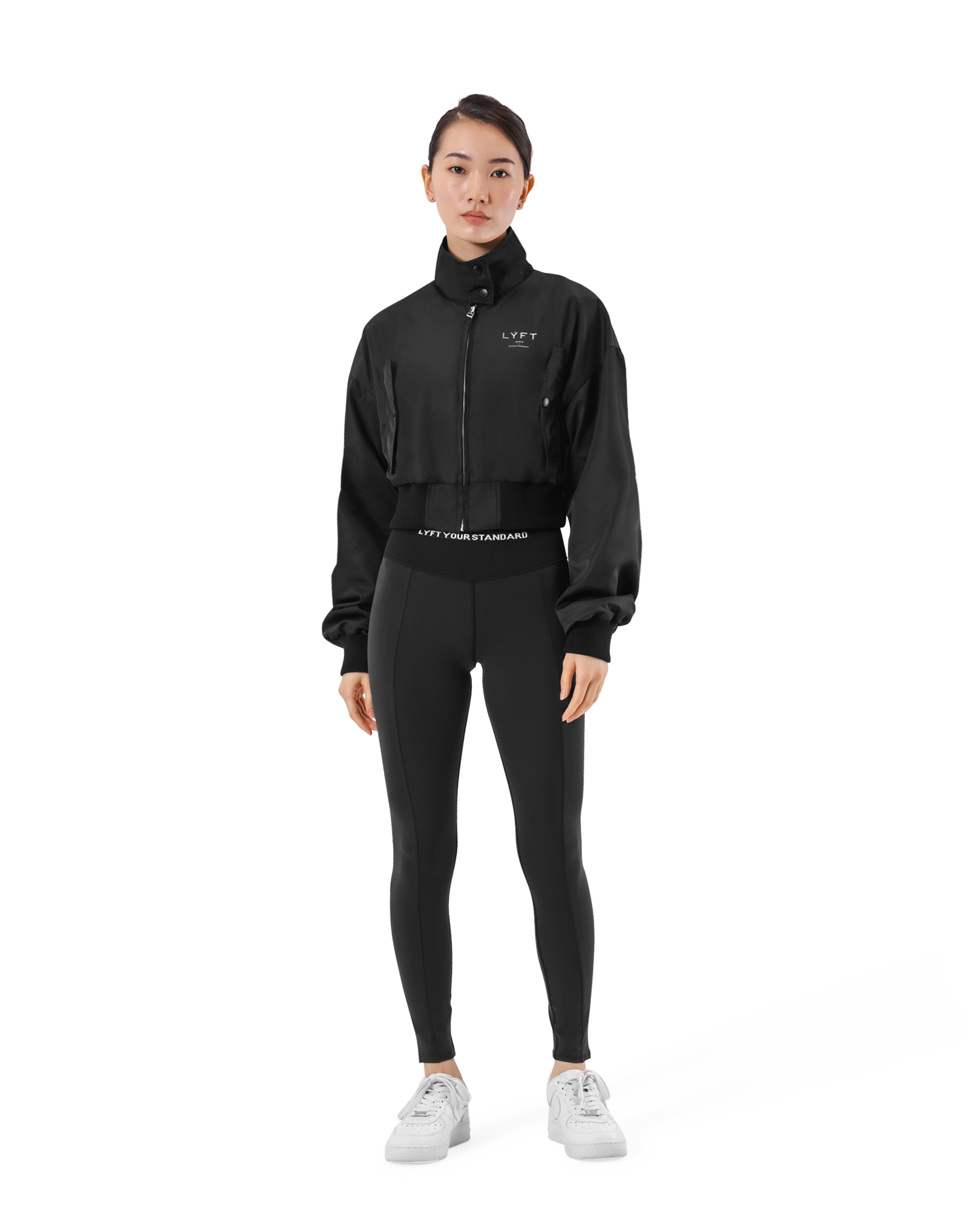 Cropped Light Bomber Jacket - Black – LÝFT