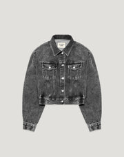 Back Gather Denim Jacket - Grey