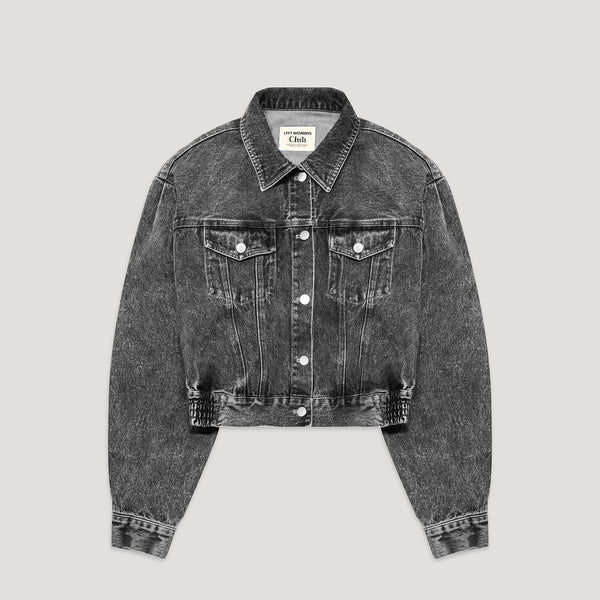 LYFT BACK EMBLEM DENIM JACKET S ブラック Back Gather Denim Jacket - Grey – LÝFT