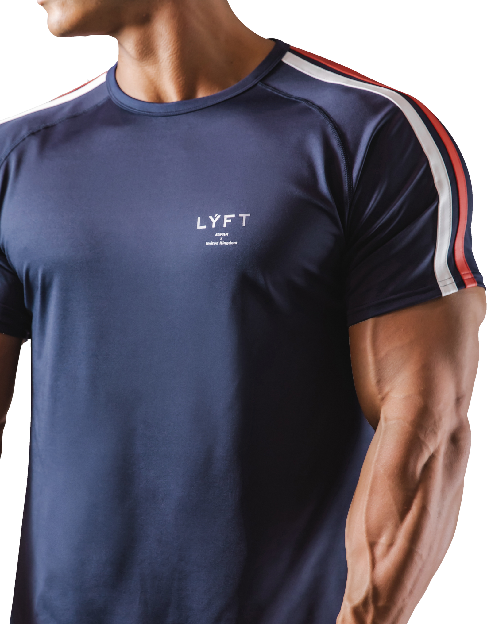 Slim Fit 2 Line T-Shirt 2 - Navy – LÝFT Slim Fit 2 Line T-Shirt 2 - Navy – LÝFT