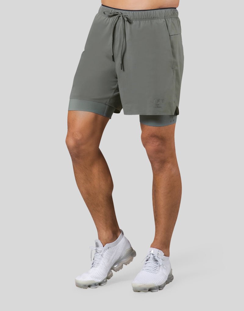 2Way Active Shorts With Leggings - Olive